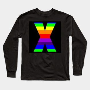 The Letter X in Rainbow Stripes Long Sleeve T-Shirt